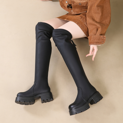 过膝长筒靴女高跟气质厚底增高