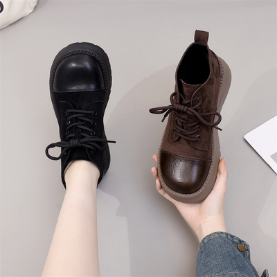 学院风时尚马丁靴女平底轻便软底