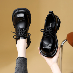 英伦风真皮百搭软底小皮鞋 春季 轻便防滑显瘦 女2026新款 厚底乐福鞋