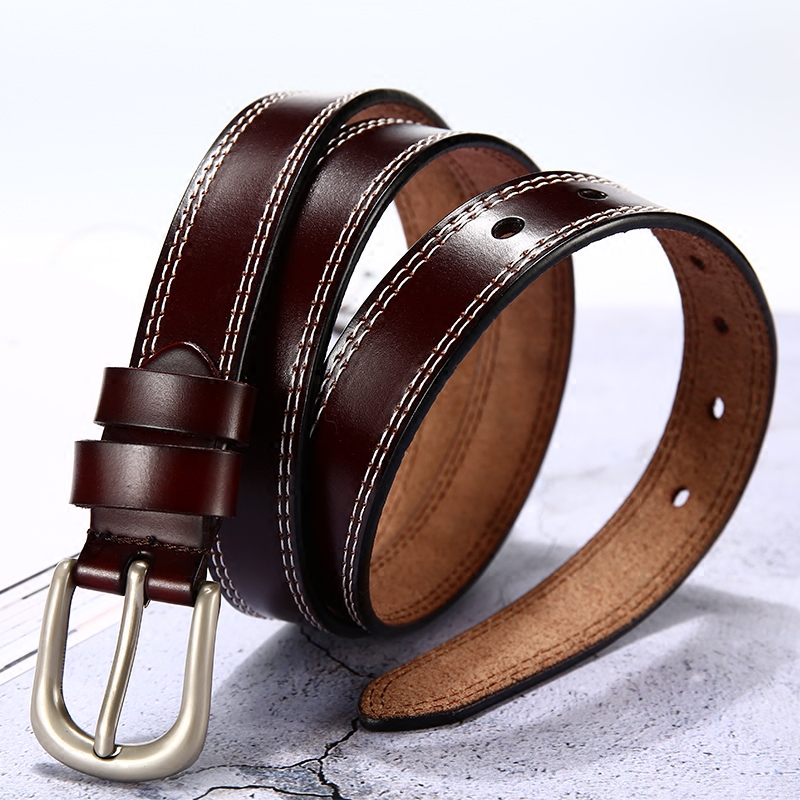 整张牛皮针扣复古休闲风女士腰带