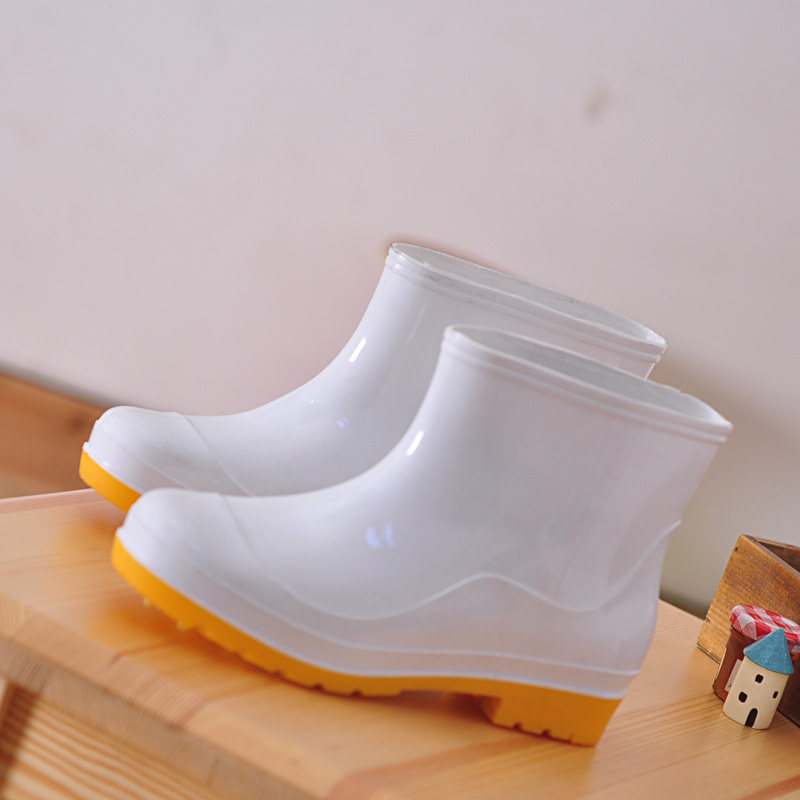 男女中短筒低帮白色雨鞋食品靴防滑耐磨厨师套鞋水鞋雨靴耐酸碱油