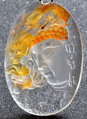 原色天然水晶雕刻一念之间吊坠