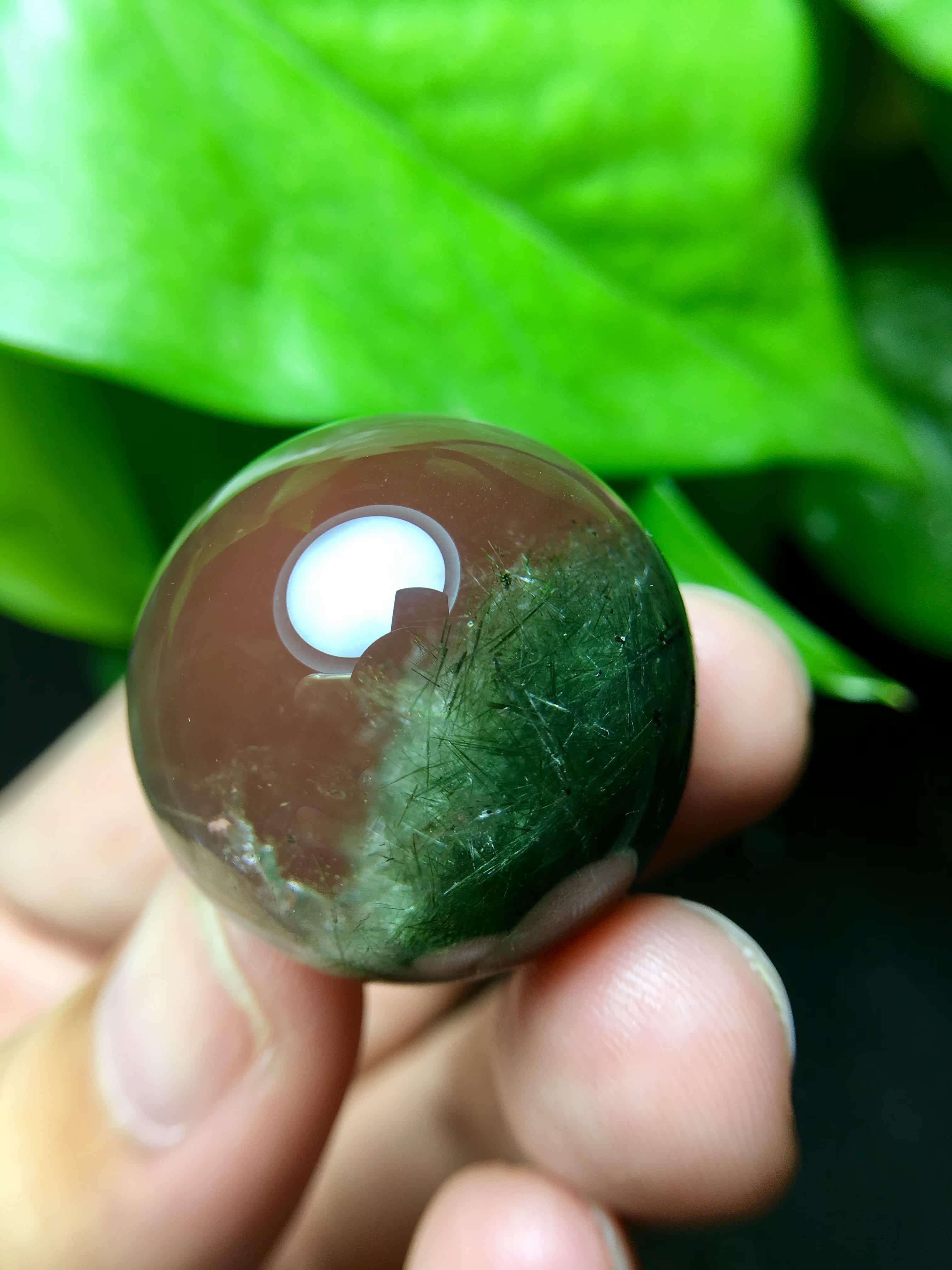 天然水晶绿发晶聚宝盆转运珠吊坠单珠多宝配饰项坠有求必应27mm