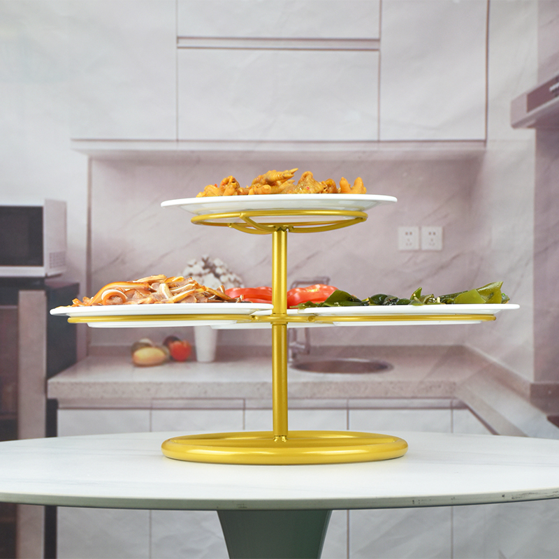铁艺双层菜盘架摆盘神器架子