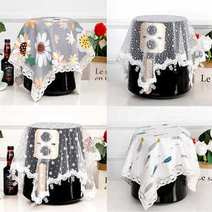 空气炸锅防尘盖巾蕾丝植绒网纱电饭煲罩咖啡机盖帘厨房电器装饰布