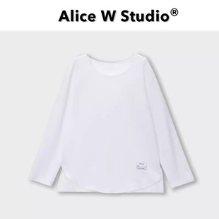 Alice 侧开衩白t恤 百搭长袖 W花花家平平无奇又小心机