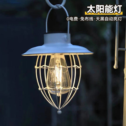 爆款中式太阳能复古挂灯铁艺LED灯户外花园防水创意装饰庭院灯