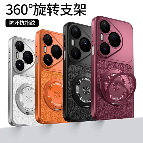 适用华为Pura80Pro手机壳CD纹支架瞳眼秒变壳勃艮第红樱桃红