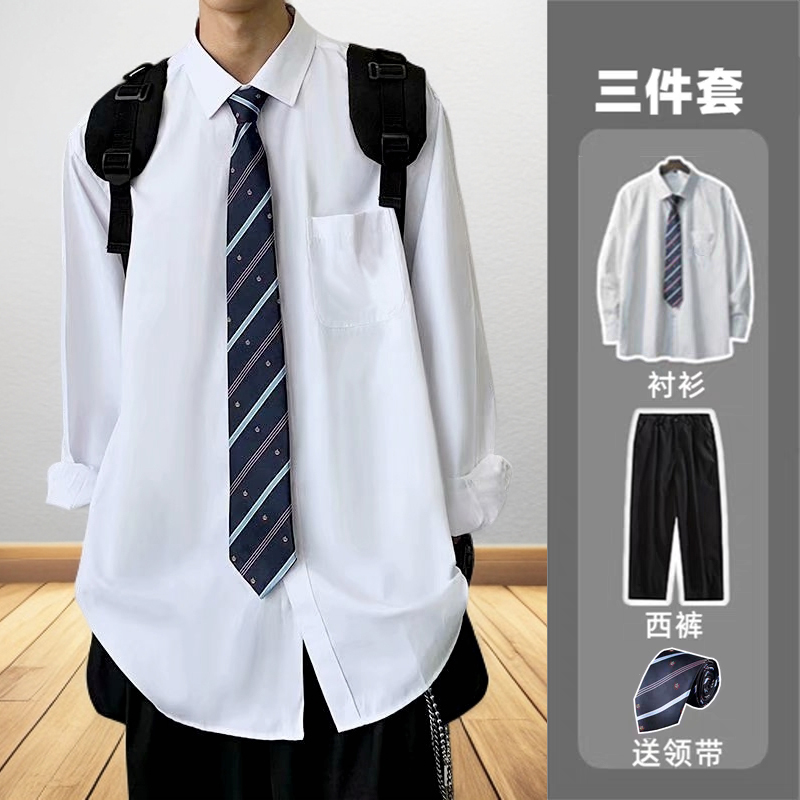 夏季短袖jk衬衣宽松大码班服套装