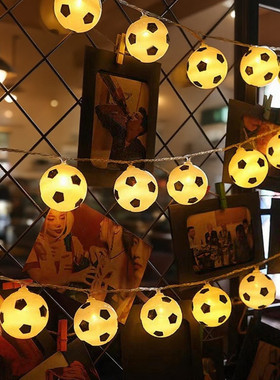 LED体彩店世界杯欧洲杯主题足球灯串酒吧装饰氛围灯室内聚会装饰