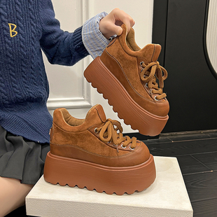加绒勃肯鞋 厚底松糕小个子乐福鞋 2025新款 冬季 爆款 9cm内增高女鞋