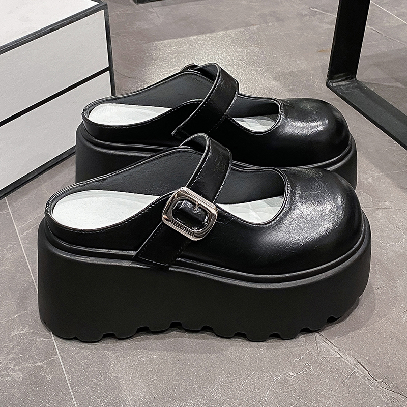 包头半拖鞋玛丽珍女小皮鞋