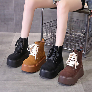 棉鞋女款冬季新款外穿加绒加厚系带厚底增高雪地靴冬天保暖鞋棉靴