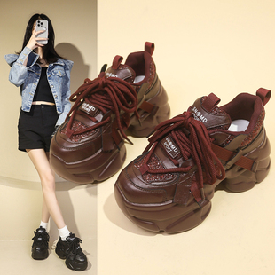 老爹鞋子女2025新款爆款增高运动休闲鞋女款秋冬加绒8cm厚底鞋