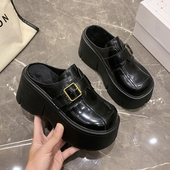 包头半拖鞋 无后跟松糕厚底懒人 增高女鞋 女春秋季 外穿百搭勃肯鞋