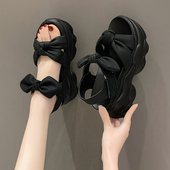 坡跟凉鞋 蝴蝶结百搭小个子松糕厚底高跟沙滩罗马鞋 女夏季 2025新款
