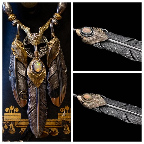 HorizonBlue情侣银欧珀羽毛吊坠