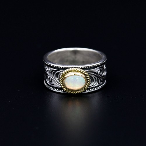 HorizonBlue925银欧珀石戒指