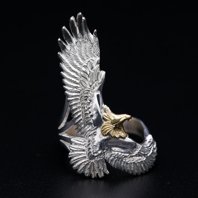 HorizonBlue925银斜鹰戒指