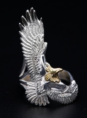 HorizonBlue925银斜鹰戒指