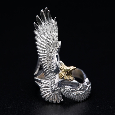 HorizonBlue925银斜鹰戒指