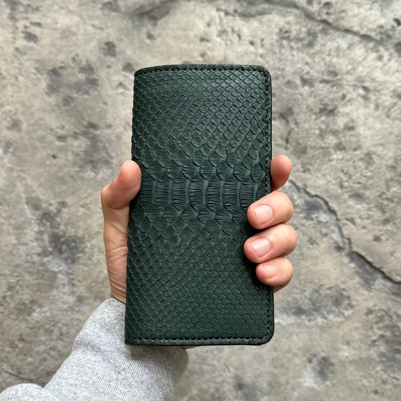 官方代理日本KC,s 天然蟒蛇皮配牛皮多卡位商务休闲卡包长款钱包