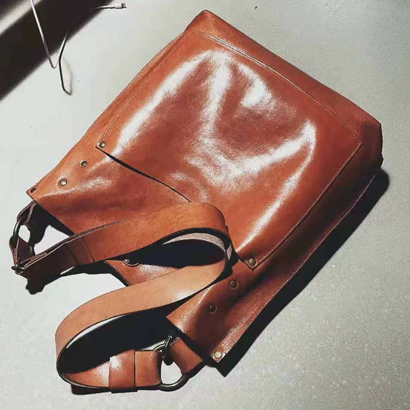 官方代理日本redmoon红月toughboy手工复古大容量牛皮单肩斜挎包