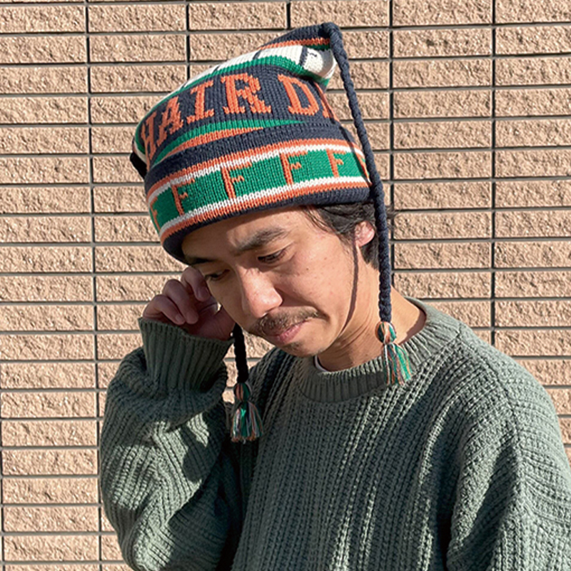 日本The Factory Made可水洗羊毛编织方形辫子帽FM909男女毛线帽
