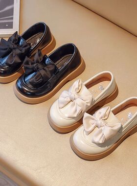 2023 Autumn New Girls Bow-knot Leather Shoes Fashion Princes