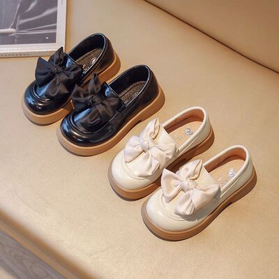 2023 Autumn New Girls Bow-knot Leather Shoes Fashion Princes