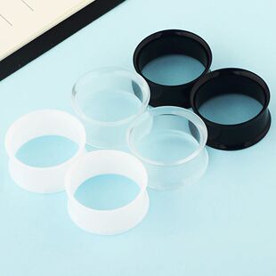 2pcs White Black Transparent Acrylic Ear Tunnel Plug Ear Gau