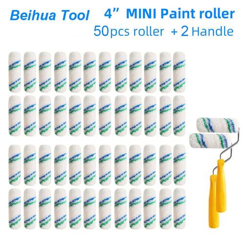 52pcs/set 4inch Paint roller brush 50PCS and 2handle  Roller
