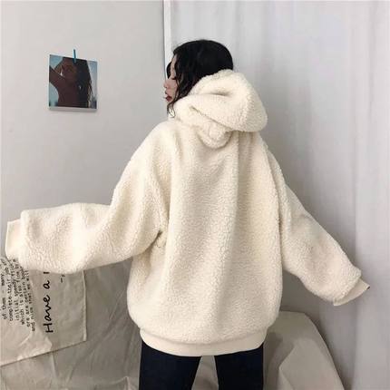 Winter Loose Long-sleeved Lamb Plush Warm Ladies Pullover Pl