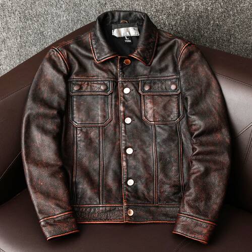 COPERSIAN Vintage Men Leather Jackets Cowhide Motorcycle Gen