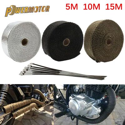 Motorcycle Muffler Thermal Tape Exhaust Band Heat Wrap Car 5