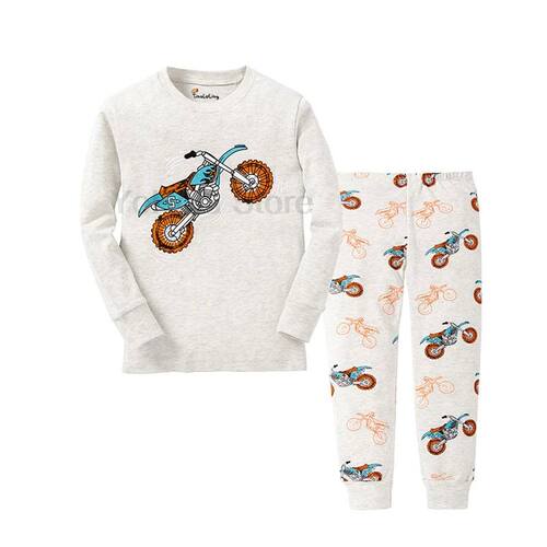 Spring Autumn Soft Warm Cartoon Motorcycle Pajamas Full Slee