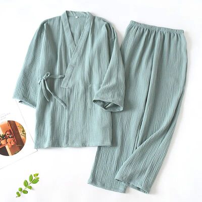 2024 Japanese Kimono Set 100%Cotton Pajamas Two-piece Couple