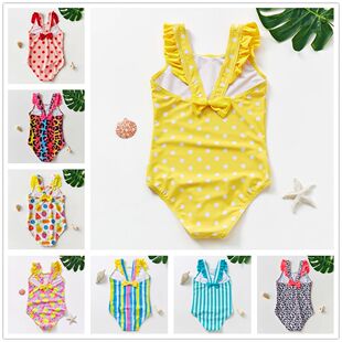 1~10Year Toddler Baby Girls Swimwear Dot print Girls Swimsui