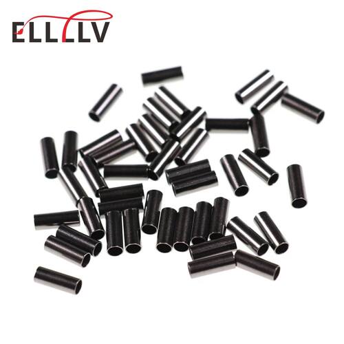 100pcs Black Single Barrel Copper Sleeves Fishing Line Fix C
