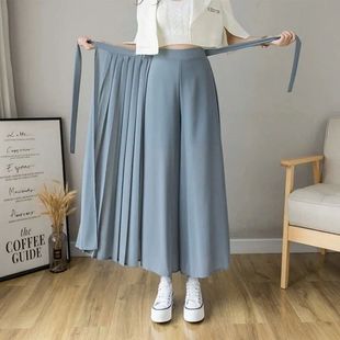 Spring Summer New Style Korean Women Pleated Chiffon Trouser