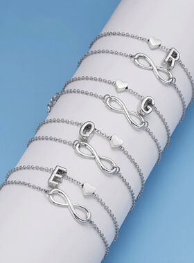 Summer New A-Z Letter Initial Anklets For Women Silver Color