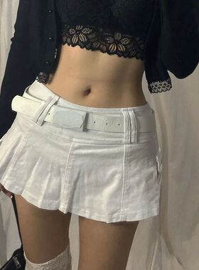 Y2K Goth Pastel Micro Skirts Low Rise Black ?Pocket Patchwor