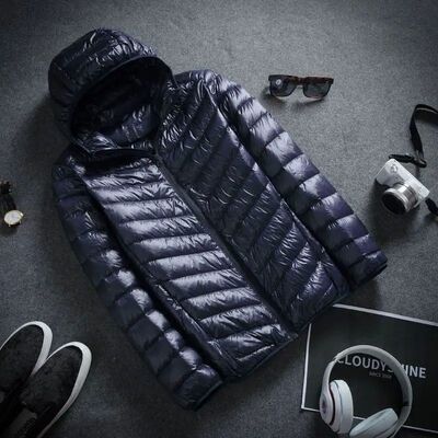 Winter Ultra Lightweight Down Jacket Men's Fashion Short Hoo