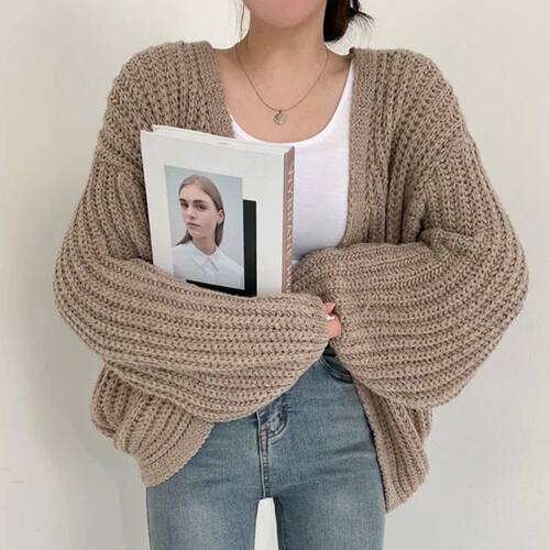 MEXZT Vintage Harajuku Lantern Sleeve Women Cardigan Sweater