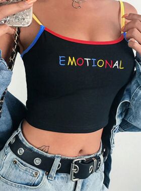 2024 Summer Women Crop Top Cropped Ladies Spaghetti Strap El