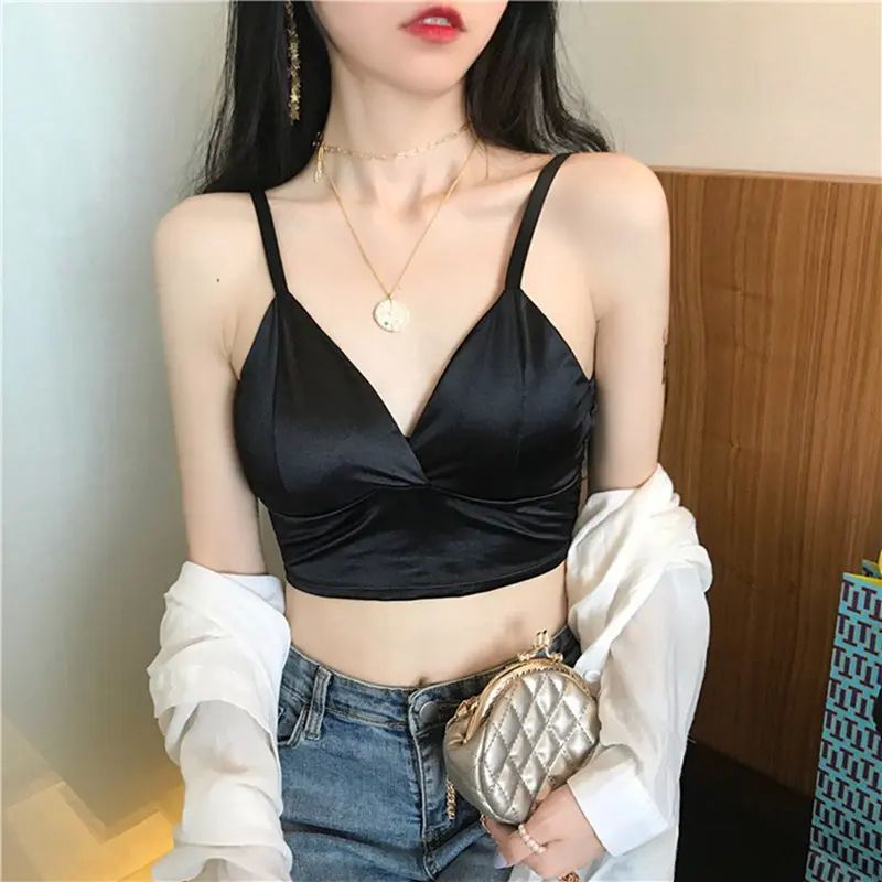 Top Female Silk Tank Tops Women'S Summer Camisole Spaghetti
