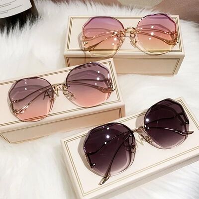 Irregular Round Sunglasses Woman Brand Designer Gradient Fas