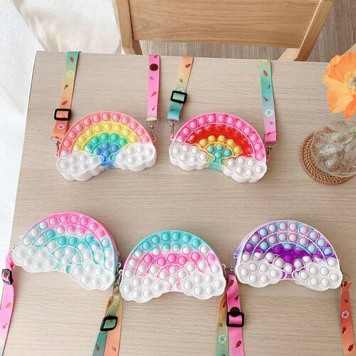 New Kawaii Rainbow Bag Pop Fidget Toys It Push Bubble Women'