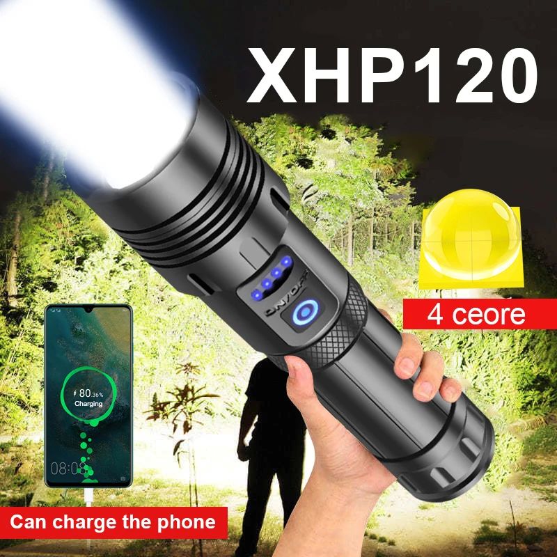 Super XHP120 Powerful Led Flashlight XHP50.2 High Power Torc