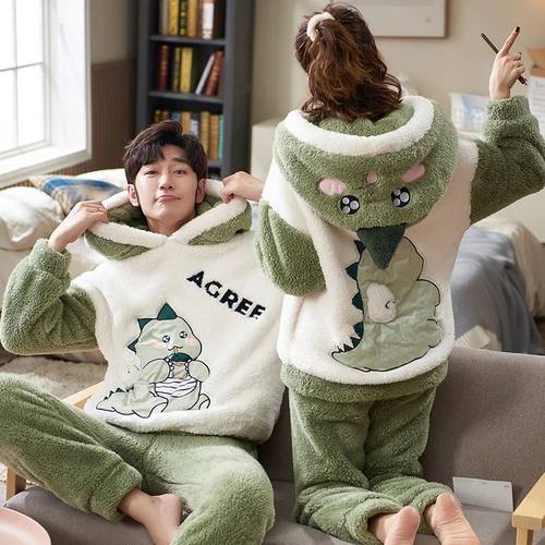 Couples Pajamas Sets Women Men Winter Thicken Pyjamas Sleepw